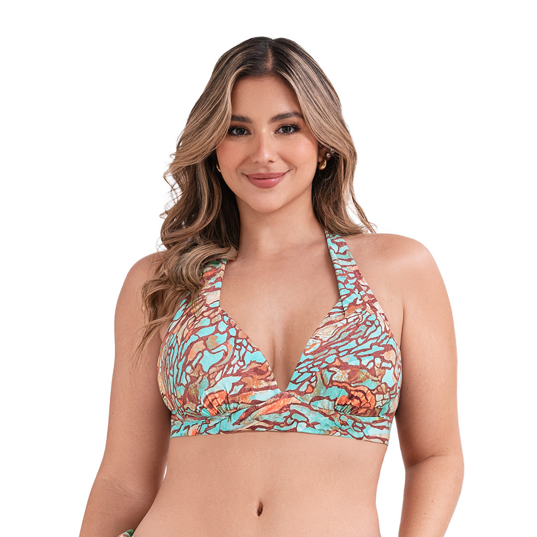 TOP CUELLO HALTER DE VESTIDO DE BAÑO AGUA TERRA