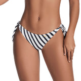 PANTY DE VESTIDO DE BAÑO CON RECOGIDO EN POSTERIOR RAYAS NEGRO