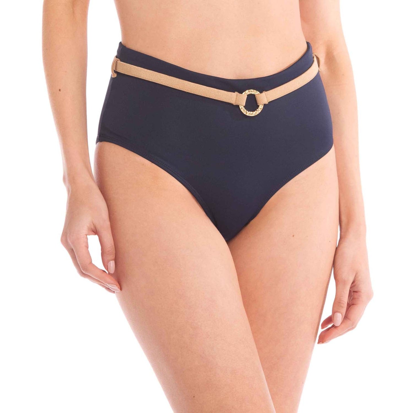 PANTY DE VESTIDO DE BAÑO CON CINTURÓN DECORATIVO AZUL ALTAMAR
