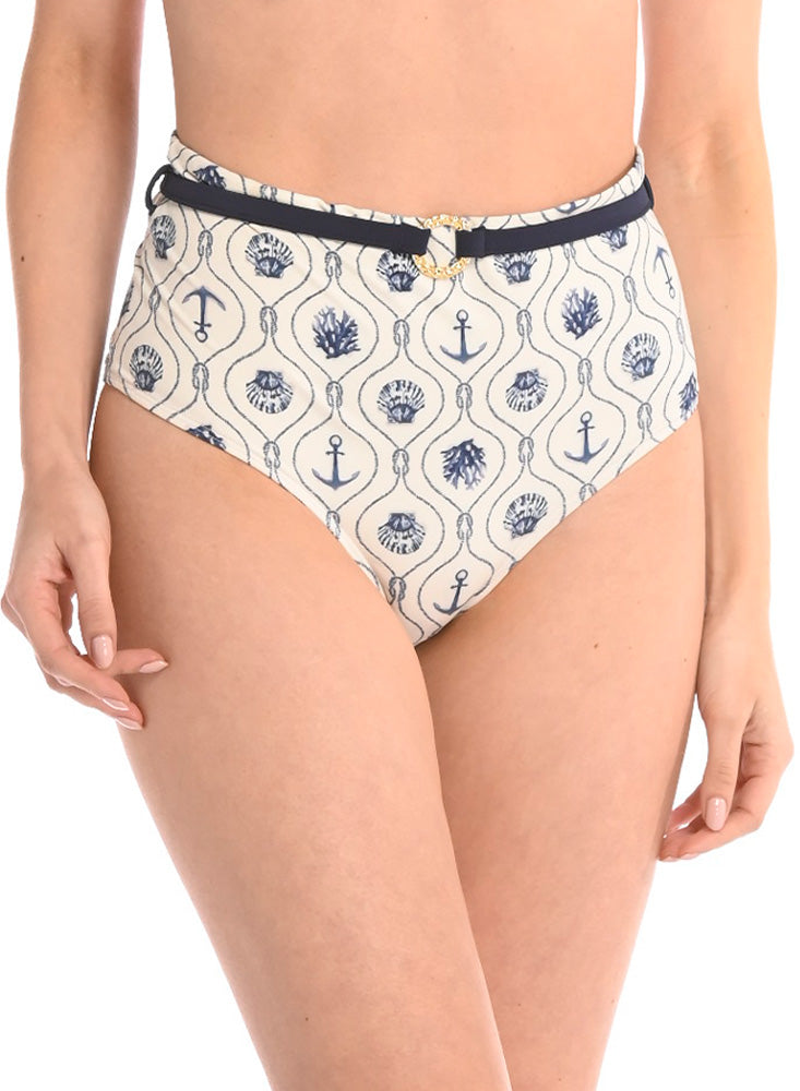 PANTY DE VESTIDO DE BAÑO CON CINTURÓN DECORATIVO MARITIMO VAINILLA EST