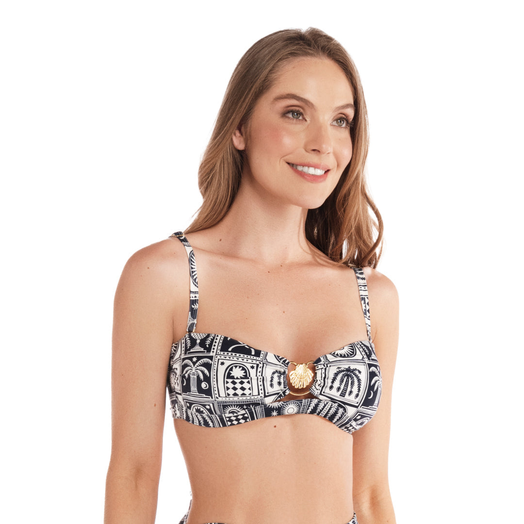 TOP DE VESTIDO DE BAÑO STRAPLESS CON HERRAJE AZUL DECO EST