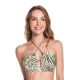 TOP DE VESTIDO DE BAÑO TIPO HALTER VERDE HOJAS