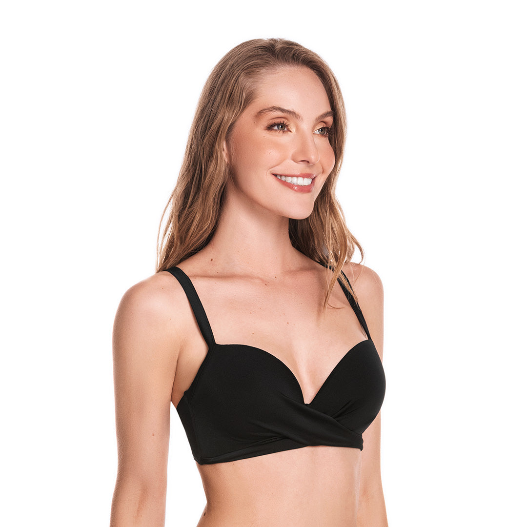 TOP DE VESTIDO DE BAÑO CON COPAS SIN REALCE NEGRO