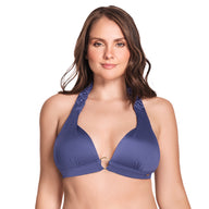 TOP DE VESTIDO DE BAÑO CON DETALLES EN MACRAMÉ AZUL LAVANDA