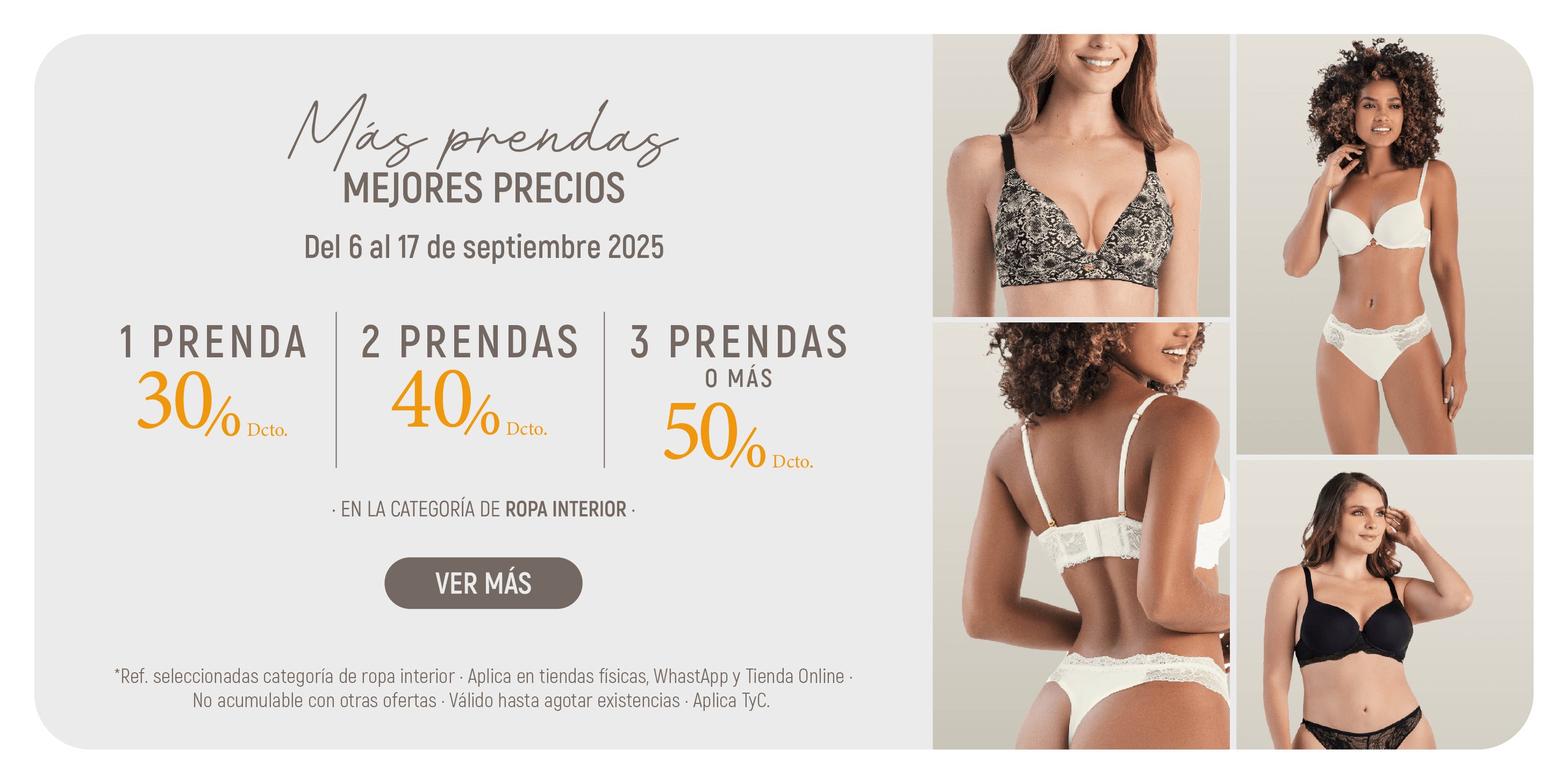 3 PRENDAS O MÁS CON 50% DE DESCUENTO